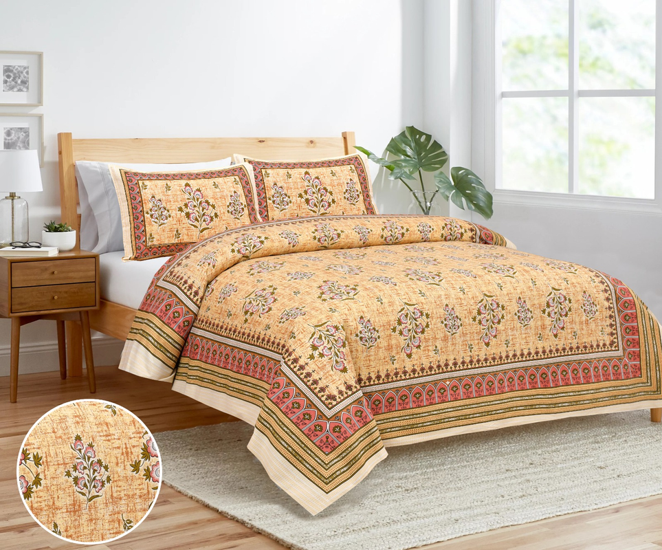 King Size Cotton Bedsheet. 90x108 inch approx. 1 Bedsheet 2 Pillow Covers.