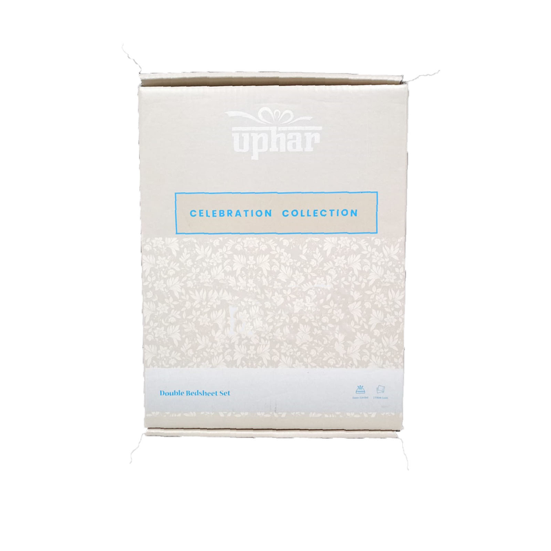 UPNEJA V HANDLOOM Uphar Polycotton Printed Double Bedsheet with two pillow cover ( 90"X100" Gift Pack)