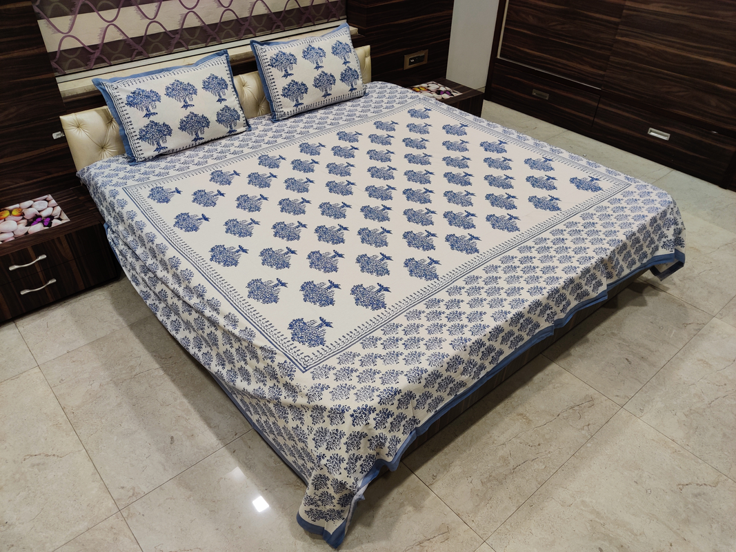 Cotton Bedsheet with 2 Pillow Covers ( 90x108 inches) 